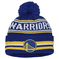 Youth New Era Royal Golden State Warriors Classic Cuffed Knit Hat with Pom