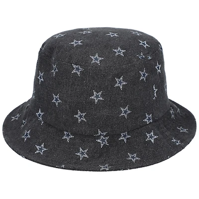 Women's The Wild Collective  Black Dallas Cowboys Denim Bucket Hat