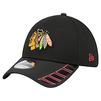 Men's New Era  Black Chicago Blackhawks Visor Hit 39THIRTY Flex Hat