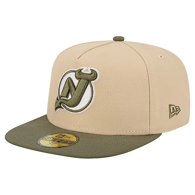 Men's New Era  Tan/Olive New Jersey Devils Color Pack Two-Tone 59FIFTY A-Frame Fitted Hat