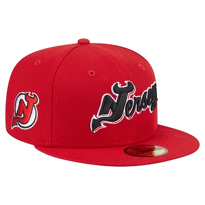 Men's New Era  Red Jersey Devils Deceptor 59FIFTY Fitted Hat
