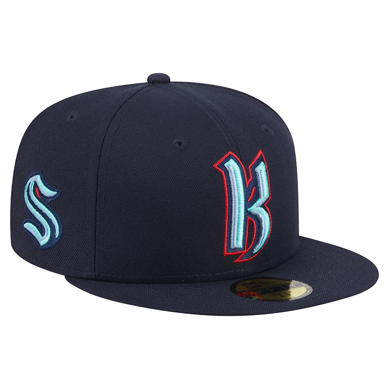 Men's New Era  Deep Sea Blue Seattle Kraken Deceptor 59FIFTY Fitted Hat