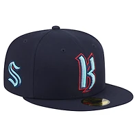 Men's New Era  Deep Sea Blue Seattle Kraken Deceptor 59FIFTY Fitted Hat