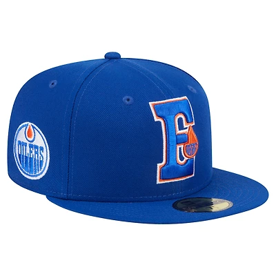 Men's New Era  Royal Edmonton Oilers Deceptor 59FIFTY Fitted Hat