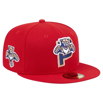 Men's New Era  Red Florida Panthers Deceptor 59FIFTY Fitted Hat