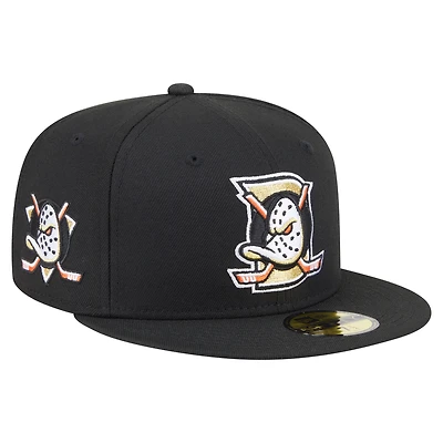 Men's New Era  Black Anaheim Ducks Deceptor 59FIFTY Fitted Hat
