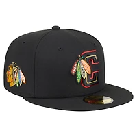 Men's New Era  Black Chicago Blackhawks Deceptor 59FIFTY Fitted Hat