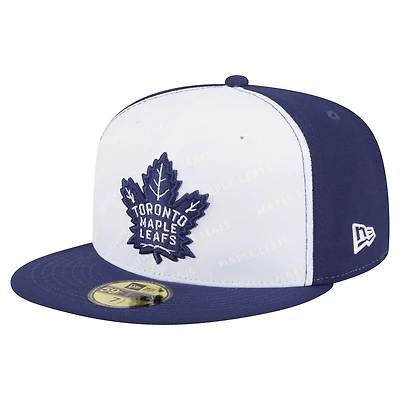 Men's New Era White/Blue Toronto Maple Leafs Repeat Two-Tone 59FIFTY Fitted Hat