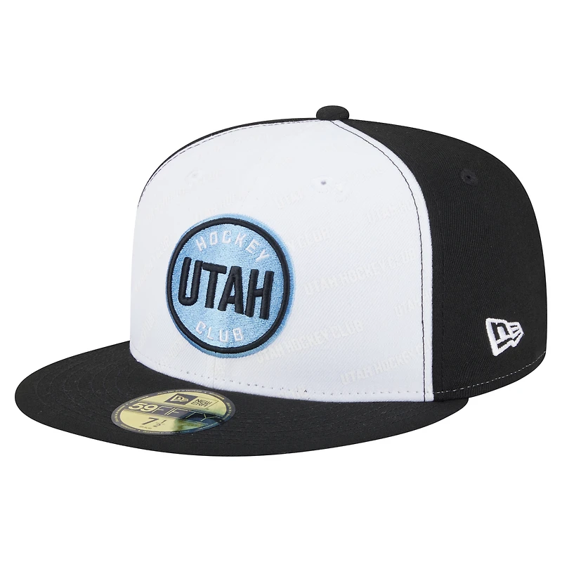 Men's New Era White/Black Utah Mammoth Repeat Two-Tone 59FIFTY Fitted Hat
