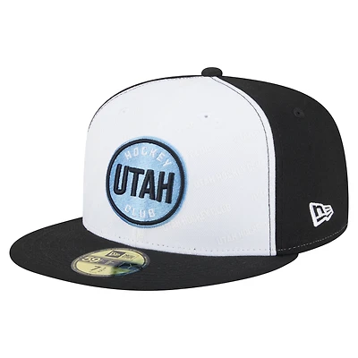 Men's New Era White/Black Utah Mammoth Repeat Two-Tone 59FIFTY Fitted Hat