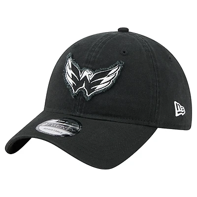 Men's New Era  Black Washington Capitals Stamp Fabric Applique 9TWENTY Adjustable Hat
