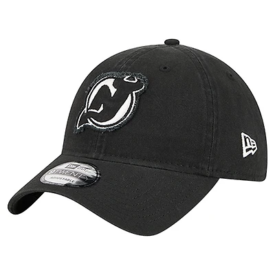 Men's New Era  Black New Jersey Devils Stamp Fabric Applique 9TWENTY Adjustable Hat