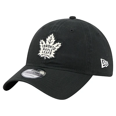 Men's New Era  Black Toronto Maple Leafs Stamp Fabric Applique 9TWENTY Adjustable Hat