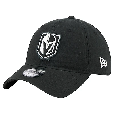 Men's New Era  Black Vegas Golden Knights Stamp Fabric Applique 9TWENTY Adjustable Hat