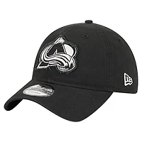 Men's New Era  Black Colorado Avalanche Stamp Fabric Applique 9TWENTY Adjustable Hat