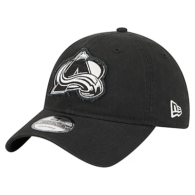 Men's New Era  Black Colorado Avalanche Stamp Fabric Applique 9TWENTY Adjustable Hat