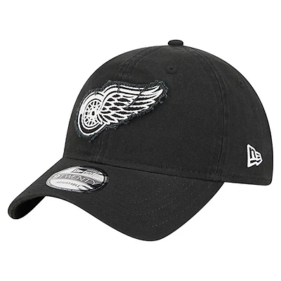 Men's New Era  Black Detroit Red Wings Stamp Fabric Applique 9TWENTY Adjustable Hat