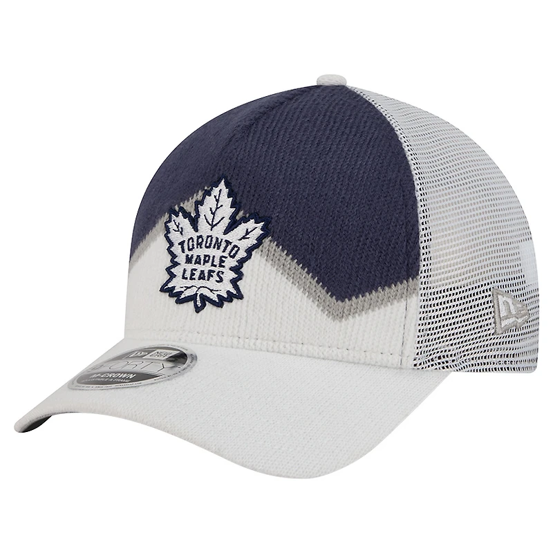 Men's New Era  White/Blue Toronto Maple Leafs Hockey Sock 9FORTY A-Frame M-Crown Adjustable Trucker Hat