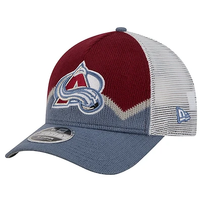 Men's New Era  Silver/Burgundy Colorado Avalanche Hockey Sock 9FORTY A-Frame M-Crown Adjustable Trucker Hat