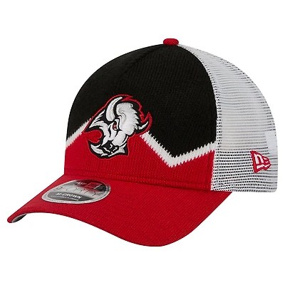 Men's New Era  Red/Black Buffalo Sabres Hockey Sock 9FORTY A-Frame M-Crown Adjustable Trucker Hat