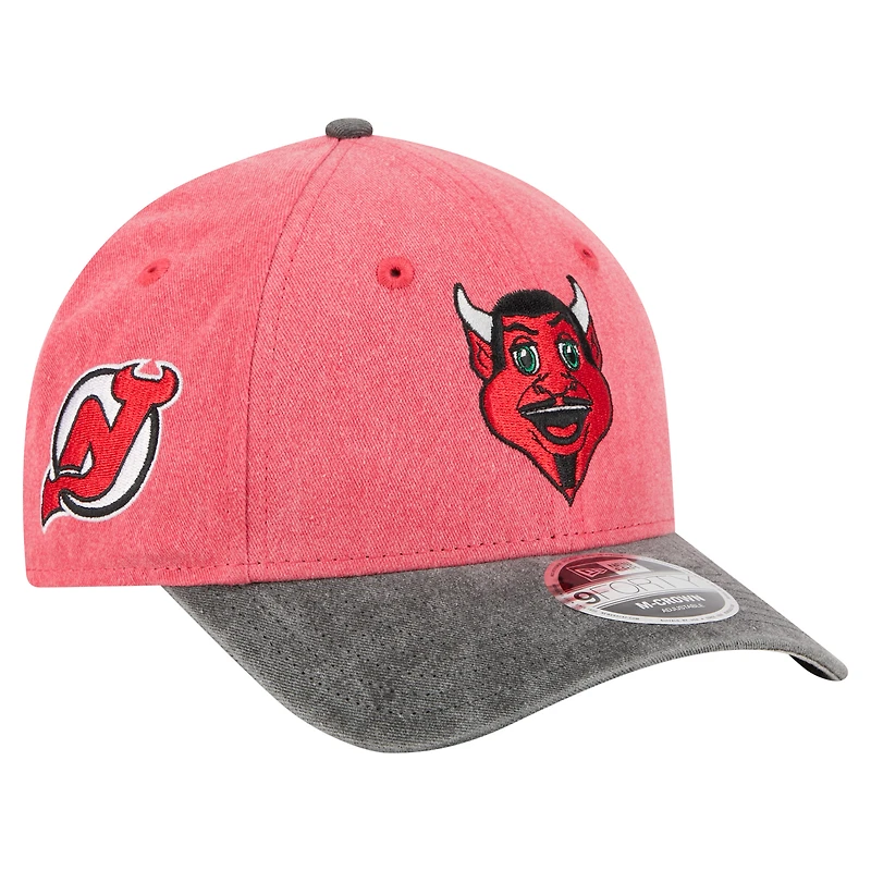 Men's New Era Red/Black New Jersey Devils Mascot 2-Tone 9FORTY Adjustable Hat