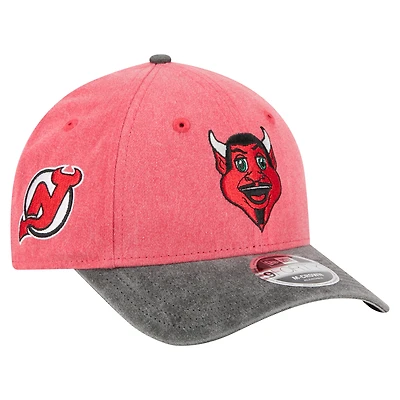 Men's New Era Red/Black New Jersey Devils Mascot 2-Tone 9FORTY Adjustable Hat