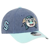Men's New Era Deep Sea Blue/Light Blue Seattle Kraken Mascot 2-Tone 9FORTY Adjustable Hat