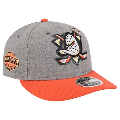 Men's New Era  Gray/Black Anaheim Ducks Wool Pin Low Profile 9FIFTY Snapback Hat