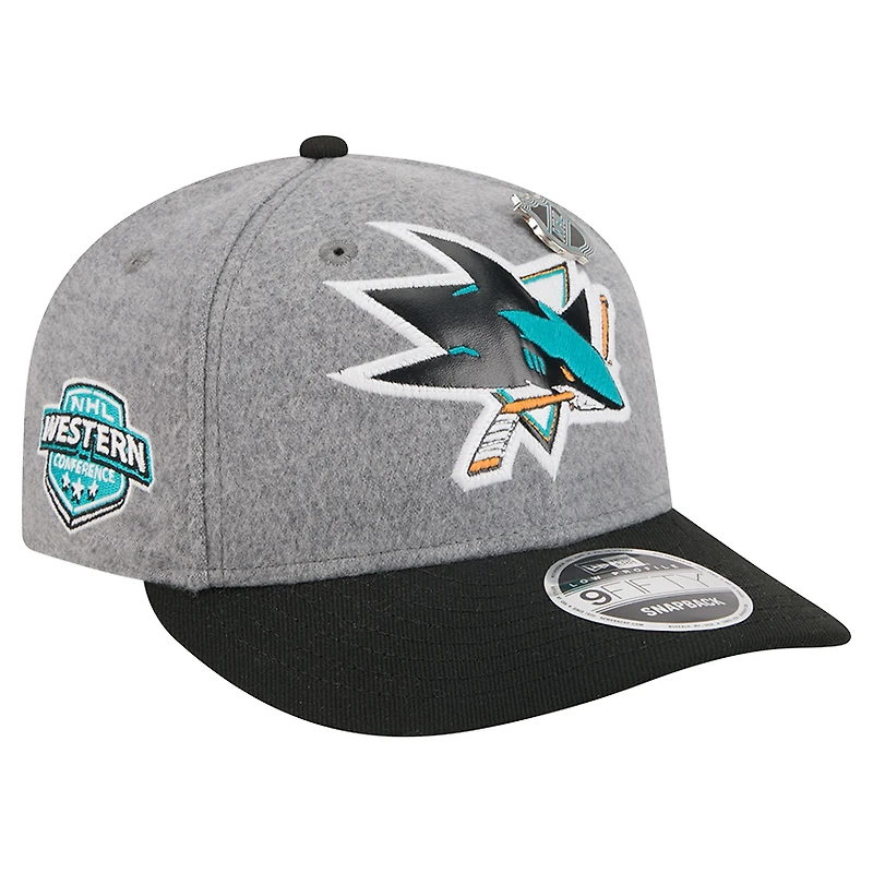 Men's New Era  Gray/Black San Jose Sharks Wool Pin Low Profile 9FIFTY Snapback Hat