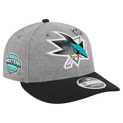 Men's New Era  Gray/Black San Jose Sharks Wool Pin Low Profile 9FIFTY Snapback Hat