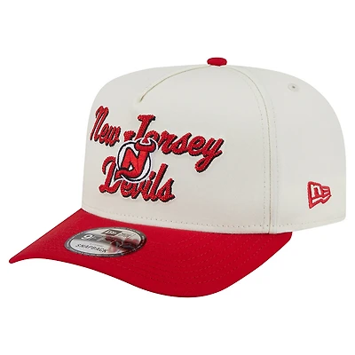Men's New Era Cream/Red New Jersey Devils Chainstitch 9FIFTY A-Frame Snapback Hat