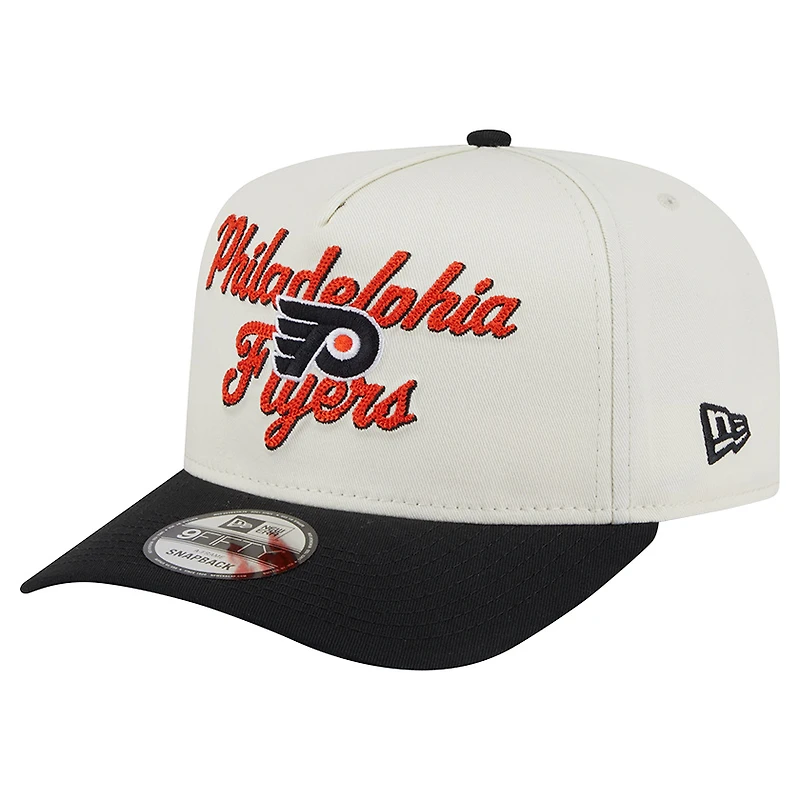 Men's New Era Cream/Black Philadelphia Flyers Chainstitch 9FIFTY A-Frame Snapback Hat