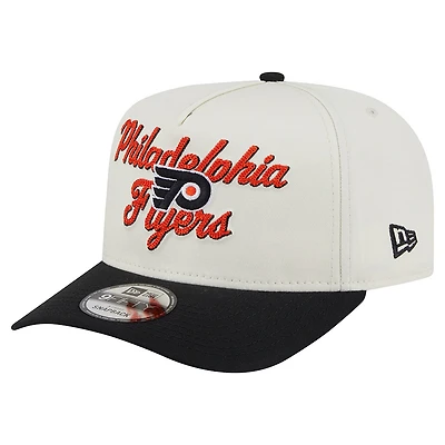 Men's New Era Cream/Black Philadelphia Flyers Chainstitch 9FIFTY A-Frame Snapback Hat