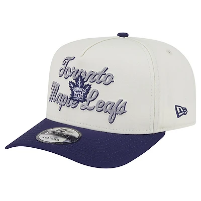 Men's New Era Cream/Blue Toronto Maple Leafs Chainstitch 9FIFTY A-Frame Snapback Hat