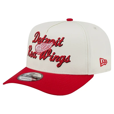 Men's New Era Cream/Red Detroit Red Wings Chainstitch 9FIFTY A-Frame Snapback Hat