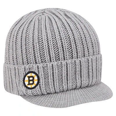Men's New Era  Heather Gray Boston Bruins Cuffed Knit Hat with Visor