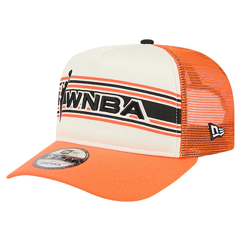 Unisex New Era  White/Orange WNBA Banner Foam Front 9FIFTY A-Frame Adjustable Trucker Hat