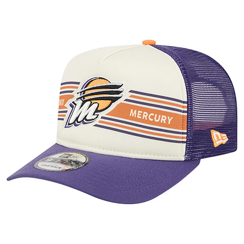 Unisex New Era Cream/Purple Phoenix Mercury Banner Foam Front 9FIFTY A-Frame Adjustable Trucker Hat