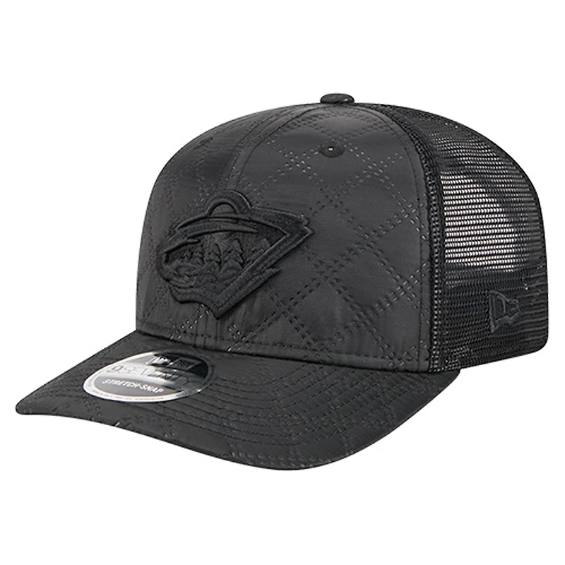 Men's New Era  Black Minnesota Wild Quilted Nylon 9SEVENTY Adjustable Trucker Hat