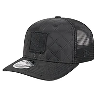 Men's New Era  Black New York Rangers Quilted Nylon 9SEVENTY Adjustable Trucker Hat