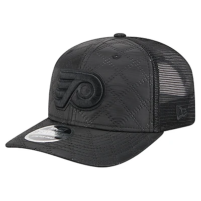 Men's New Era  Black Philadelphia Flyers Quilted Nylon 9SEVENTY Adjustable Trucker Hat
