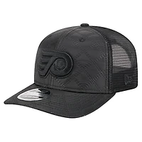 Men's New Era  Black Philadelphia Flyers Quilted Nylon 9SEVENTY Adjustable Trucker Hat