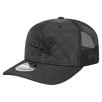 Men's New Era  Black San Jose Sharks Quilted Nylon 9SEVENTY Adjustable Trucker Hat