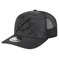 Men's New Era  Black Tampa Bay Lightning Quilted Nylon 9SEVENTY Adjustable Trucker Hat
