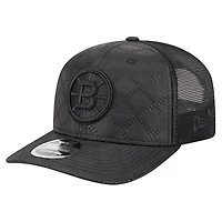 Men's New Era  Black Boston Bruins Quilted Nylon 9SEVENTY Adjustable Trucker Hat