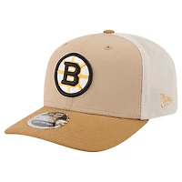 Men's New Era Tan/Light Brown Boston Bruins Two-Tone Trucker 9SEVENTY Stretch Snap Adjustable Hat