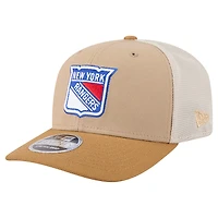 Men's New Era Tan/Light Brown New York Rangers Two-Tone Trucker 9SEVENTY Stretch Snap Adjustable Hat