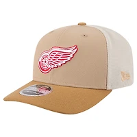Men's New Era Tan/Light Brown Detroit Red Wings Two-Tone Trucker 9SEVENTY Stretch Snap Adjustable Hat
