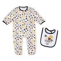 Infant & Newborn WEAR by Erin Andrews Pittsburgh Steelers Holiday Full-Zip Sleeper & Bib Set