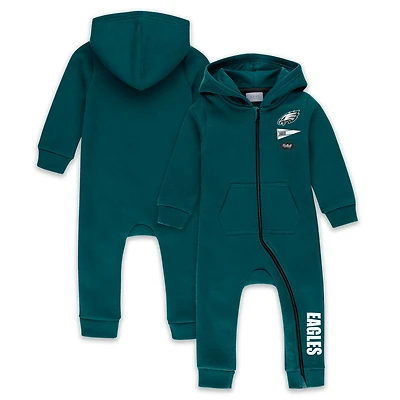 Infant & Newborn WEAR by Erin Andrews Green Philadelphia Eagles Hooded Fleece Full-Zip Coverall